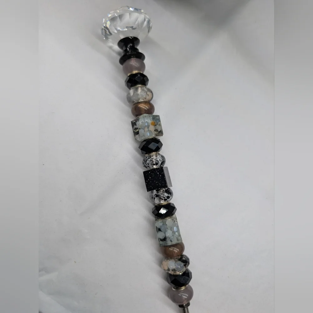Black & Gray Beaded Fairy Wand/Plant/Garden Stake